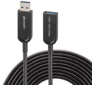 phoossno USB 3.1 Extension Cable Active Optical USB 10Gbps 50ft 15m Compatible with Microsoft Azure Logitech Camera Xbox Printer Touch Screen Kinect Keyboard Mouse Intel RealSense