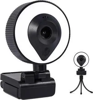 RERBO 1080p Webcam AutoFocus 2K Adjustable Brightness Web Camera with Stereo Microphone and Tripod for Live Streaming Distance Education Video Conferencing Webcast As