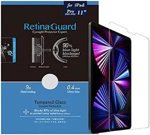 RetinaGuard Anti Blue Light Tempered Glass Screen Protector with Sliver Ion for 2021 iPad Pro 11 Inch Compatible with 2020/2018 iPad Pro 11"