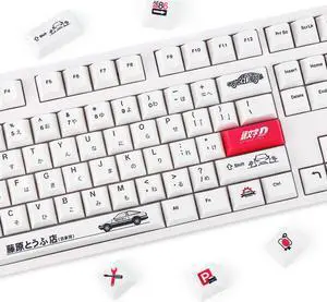 YIMAGUJRX Initial D Keycaps - AE86 PBT Japanese Keycaps, 121 Keys Initial D Custom Keycap Dye-Sublimation Cherry Profile for Gaming DIY Keyboard (Red)