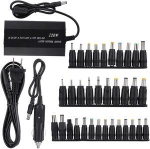 Universal Power Adapter, 120W Home/Car Use Notebook Power Adapter Laptop Power Supply Portable USB Computer Charging With 34 DC Connectors (US)