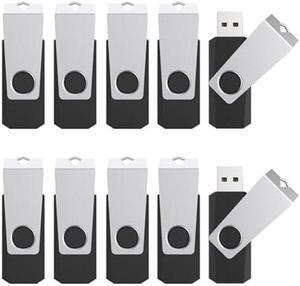 TOPESEL 64GB 10 Pack USB Flash Drive Flash Drive 2.0 Memory Stick Fold Storage Thumb Stick Jump Drive Pen Swivel Design for PC laptops, Tablets, TVs, car Audio (64G, 10PCS, Black)
