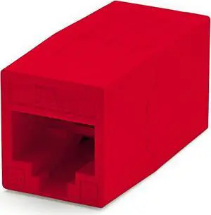 trueCABLE Cat6A Inline Coupler, Unshielded (UTP), PoE++ (4PPoE), UL Listed, ETL Verified, ANSI/TIA 568-2.D Cat 6A Performance Compliant, Female to Female RJ45 Couplers, Red, 12 Pack