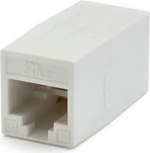 trueCABLE Cat6A Inline Coupler, Unshielded (UTP), PoE++ (4PPoE), UL Listed, ETL Verified, ANSI/TIA 568-2.D Cat 6A Performance Compliant, Female to Female RJ45 Couplers, White, 6 Pack