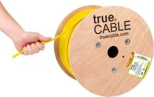 trueCABLE Cat6 Shielded Riser (CMR), 1000ft, Yellow, 23AWG Solid Bare Copper, 550MHz, PoE++ (4PPoE), ETL Listed, Overall Aluminum Foil Shield (F/UTP), Bulk Ethernet Cable