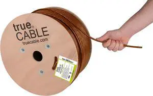 TRUE CABLE Cat6A Direct Burial Bulk Ethernet Cable, 1000ft, Brown, Waterproof, Outdoor Rated CMX, 23AWG Solid Bare Copper, 750MHz, PoE++ 100W, Unshielded UTP, ETL Listed