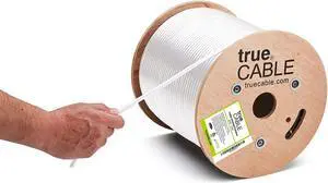 trueCABLE Cat5e Outdoor, Shielded F/UTP, 500ft, UV Resistant, CMX Rated, White, 24AWG Solid Bare Copper, 350MHz, PoE++ (4PPoE), ETL Listed, Bulk Ethernet Cable