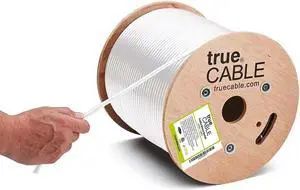trueCABLE Cat5e Outdoor, 500ft, Waterproof Direct Burial Rated CMX, White, 24AWG Solid Bare Copper, 350MHz, PoE++ (4PPoE), ETL Listed, Unshielded UTP, Bulk Ethernet Cable