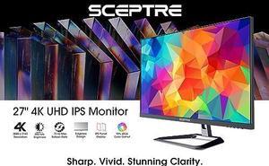 Sceptre 4K IPS 27" 3840 x 2160 UHD Monitor up to 70Hz DisplayPort HDMI 99% sRGB Build-in Speakers, Black 2021 (U275W-UPT)