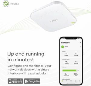 Zyxel AX1800 Dual-Band WiFi6 Wireless Cloud Access Point | Power Supply Included | Nebula Cloud [NWA50AX]