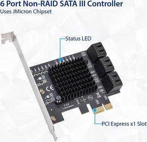 IO CREST 6 Port SATA III to PCIe 3.0 x1 Non-RAID Expansion Card JMB575 JMB582 Low Profile Bracket (SY-PEX40166)