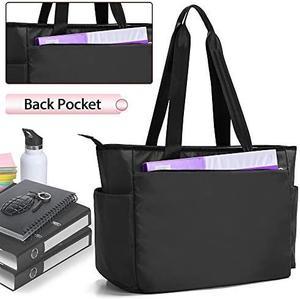 Damero Teacher Bag, Teacher Utility Tote Bag with Zip Top and Padded Sleeve for up to 15.6'' Laptop for Office, Business, Black(Upgraded)