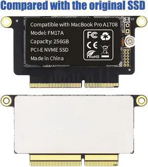 FLEANE FM17A 256GB PCIE 3.0x4 NVME 3D NAND TLC Flash SSD for MacBook Pro Retina A1708 (Late2016 - Mid2017), Included DIY Tools (256GB)