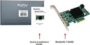 HighPoint Technologies RocketU 1344D PCIe 3.0 x4 4X 10Gb/s Port USB 3.2 Controller