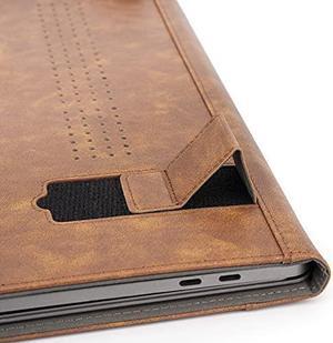 TYTX Compatible with MacBook Pro Leather Case 16 inch 2019 2020 A2141 with Touch ID Laptop Sleeve Protective Folio Book Cover with Vents, Brown