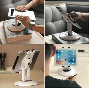 AboveTEK Retail Kiosk iPad Stand, 360deg Rotating Commercial Tablet Stand, 6-13.5" Ipad Mini Pro-Business Tablet Holder, Swivel Design for Store POS Office Showcase Reception Kitchen Desktop