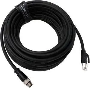 M12-RJ45-Cat5e-Cable D-Code 4 Pin Male to RJ45 Male Ethernet Shielded Cable for Industrial Camera Waterproof 10M