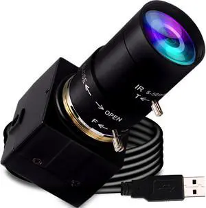 1080P USB Camera Manual Zoom Webcam for Computer 5-50mm Varifocal Lens USB with Camera Mini UVC USB2.0 Variable Focus PC Camera for Laptop High Speed 100fps 60fps CCTV Industrial Close-up Camera