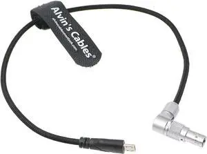 Alvin's Cables 2 Pin Male Rotatable Right Angle to Micro USB Power Cable for ARRI Z CAM E2 Flagship to Nucleus Nano Braided Wire 30CM
