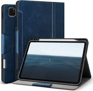 Antbox Case for iPad Pro 11 inch 4th Generation (2022)/3rd/2nd/1st Gen Vegan Leather with Pencil Holder Auto Sleep/Wake Function iPad Pro 11 Cover (Blue)