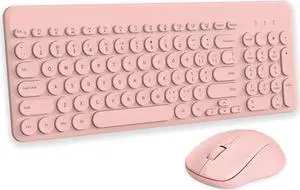 Arcwares Wireless Keyboard and Mouse Combo, Sweet Pink Cute Keyboard, 2.4G USB Ergonomic Full-Sized Mute Keyboard for Computer, Laptop, PC Desktops, Mac