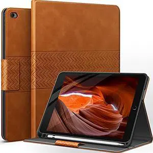 auaua Case for iPad Mini 5th Generation, 4th Gen 7.9 Inch Stand Cover with Pencil Holder, Auto Sleep/Wake, Vegan Leather (Brown)