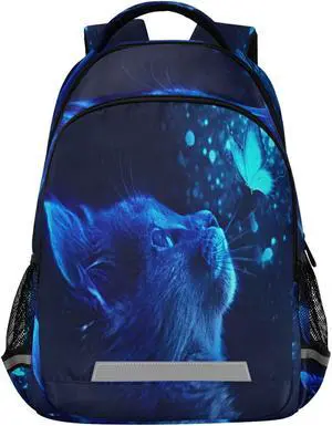 ALAZA Cute Cat and Butterfly with Blue Light Backpacks Travel Laptop Daypack School Book Bag for Men Women Teens Kids