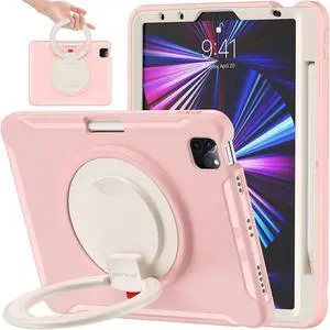 BATYUE Case for iPad Air 11-inch M3 (2025) / M2 (2024), iPad Air 5th/4th 10.9 inch(2022/2020), iPad Pro 11" 4th/3rd/2nd/1st, Shockproof Cover with 360deg Rotating Stand, Pencil Holder, Cheery