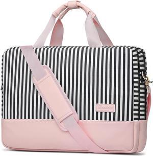 Laptop Bag for Women Computer Bags 15.6 Inch Laptop Case,Water Resistant Canvas Women Briefcase for Work,Business,Travel (Pink)