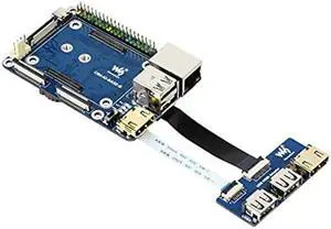 CM4-IO-BASE-B + USB HDMI Adapter, for Raspberry Pi Compute Module 4 More USB and HDMI Connectors Via FFC