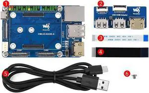 CM4-IO-BASE-A + USB HDMI Adapter, Mini Base Board for Raspberry Pi Compute Module 4 with More USB and HDMI Connectors