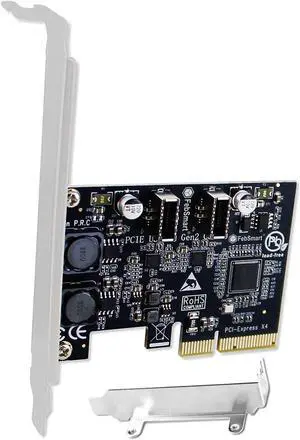 FebSmart PCIE X4 to 2X 10Gbps Max Speed USB 3.1 GEN2 Type E Key A Ports Card, USB 3.1 GEN2 10Gbps Header for Desktop PCs Front Panel USB-C Ports, Built in Self-Powered Technology (FS-E2C-Pro)