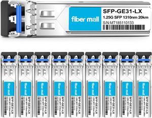 1G SFP LX for HPE Procurve J4859C J4859B J4859A HPE Aruba J4859D 1000BASE-LX/LH 1.25Gb/s Mini-GBIC SFP Transceiver Modul,Single Mode,1310nm 20km LC DOM Pack of 10
