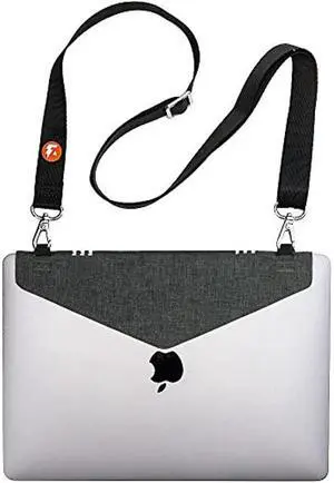 Adhesive Crossbody Laptop Carrier - Bag Sleeve Case Alternative - SMALL - GREY - Fits Acer, Apple, Google, HP, Microsoft