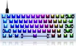 Guffercty kred GK61X PCB Plate Case 60% Keyboard Custom Hot Swappable RGB Keyboard DIY Kit Wired Tyce-C for 3/5 Pin Switch (GK61X White)