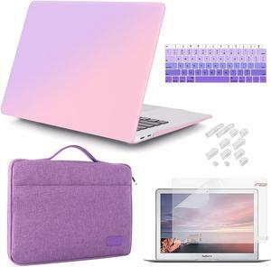 iCasso Compatible with MacBook Air 13 inch Case 2020 2019 2018 Release A2337 M1 A2179 A1932, Plastic Hard Case Shell, Sleeve Bag, Screen Protector, Keyboard Cover and Dust Plug (Gradient Purple)