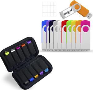 16GB USB Flash Drives 10 Pack and USB Case of 10 Slots Bundle USB Holders to Organize 10 Thumb Drives 16 GB