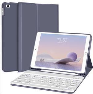 KENKE iPad Keyboard Case for iPad 9.7 inch 2018 (6th Gen) / iPad 2017 (5th Gen) / iPad Air 2/1, Lightweight Smart iPad Cover with Pencil Holder, Magnetically Detachable Wireless Keyboard, Purple