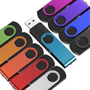 Flash Drive 64GB Pack of 10 Thumb Drives Bulk Kepmem 64 Giga USB Drives Value Metal USB 2.0 Memory Sticks Swivel Pen Drive 64 GB, Portable Jump Drive Colorful Multipack Zip Drives for Data Storage