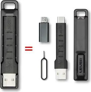 Lever Gear CableKit - Keychain USB C Cable Kit for Android Phones - Includes Micro USB Adapter, Short USB C Cable, Carry Case and SIM Tool. Tiny USB C Keychain Cable (Micro-B Adapter, 6 Pack)