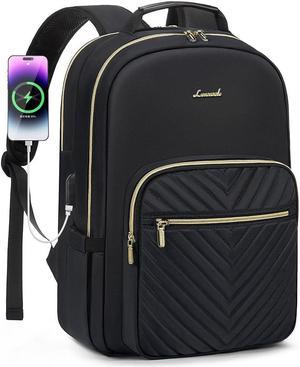 LOVEVOOK Laptop Backpack for Women 15.6 inch,Cute Womens Travel Backpack Purse,Professional Laptop Computer Bag,Waterproof Work Business College Teacher Bags Carry on Backpack with USB Port,Black