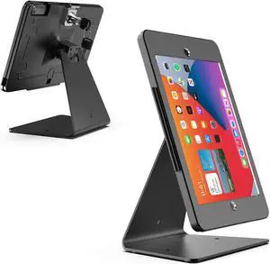 DDSHOW Desktop Anti-Theft Security Kiosk Stand Holder Enclosure for iPad 10.2-Inch (9th Gen.2021,8th Gen.2020,7th Gen.2019),with Lock and Key,Flip &360°Rotating Horizontal or Vertical Design(Black)