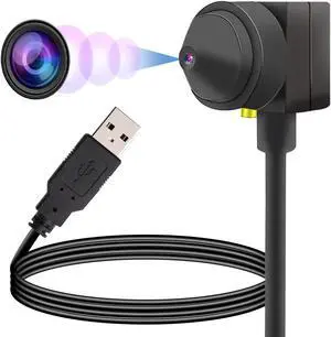 USB Webcams 1080P Web Camera Eye Contact Camera with Microphone 3.7mm Mini Webcam Wide Angle Fisheye Portable PC Camera Module for Youtube Meetings/ZOOM/Video/Laptop/Professional Equipment/Teaching