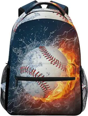 Kcldeci Baseball Kids Backpack for Boys Girls, Baseball School Backpacks Bookbag Elementary School Bag Book Bag Daypack Travel Bag