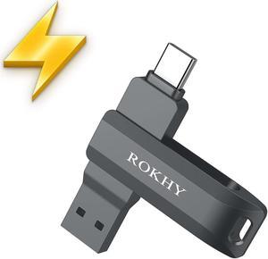 ROKHY Flash Drive USB Type C Both 3.2 Tech - 2 in 1 Dual Drive Memory Stick High Speed OTG for Android Smartphone Computer, MacBook, Google's Chromebook Pixel, Samsung 128GB