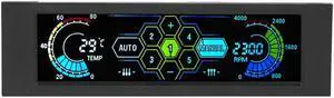 Wscoficey Fan Controller Temperature Monitor Automatic Speed Control LCD Front Panel STW 5.25" 5 Channel Touchscreen for Computer Cooling Fans
