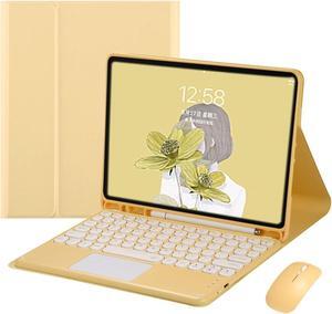 iPad Pro 11 inch 4th Generation Keyboard Case Touchpad Retro Round Key with Mouse iPad Pro 11 3rd 2nd Generation Cute Color Keyboard Built-in Trackpad Detachable Touch Keyboard Cover, Yellow
