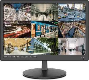 Zoshing 17" Security Monitor - Wall-Mounted, USB & Full Format Video Playback, CCTV Monitor with AV/HDMI/VGA Input, Headphone Output, Built-in Speaker, Remote Control