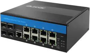 OLYCOM Managed Switch Poe Giabit Ethernet 8 Port RJ45 with POE+ 4 Port SFP Din Rail IP40 Vlan QoS STP/RSTP for Outdoor Use