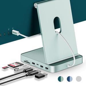 USB C Hub for iMac 24 inch 2021/2023, Minisopuru USB Hub Adapter Support M.2 NVMe SSD, iMac USB Hub for iMac M1/M3, iMac Accessories with USB C 10Gbps, USB A 3.2, SD/TF, M.2 SSD(Not Included), Green.